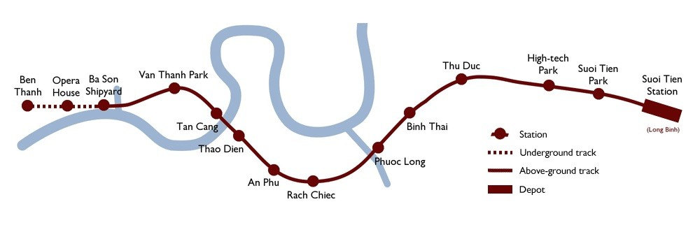 Updated specific route map of Metro Line 1