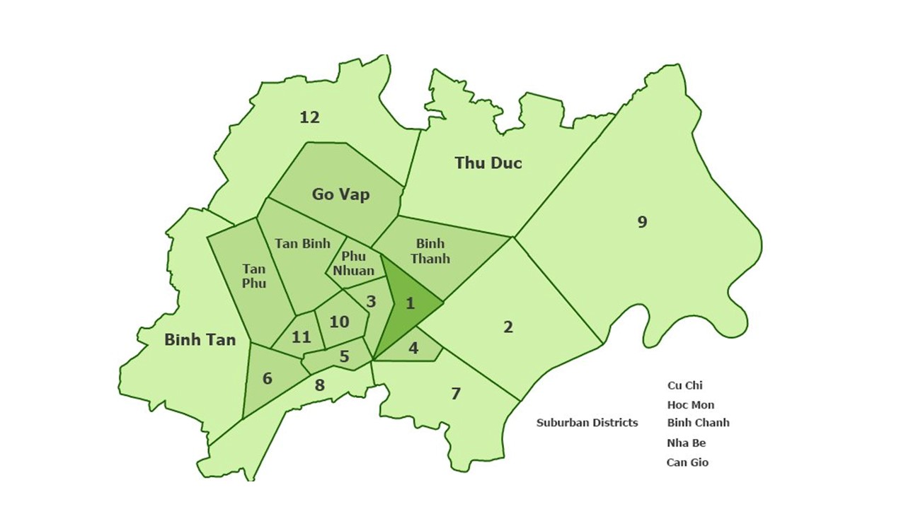 Ho Chi Minh city districts map