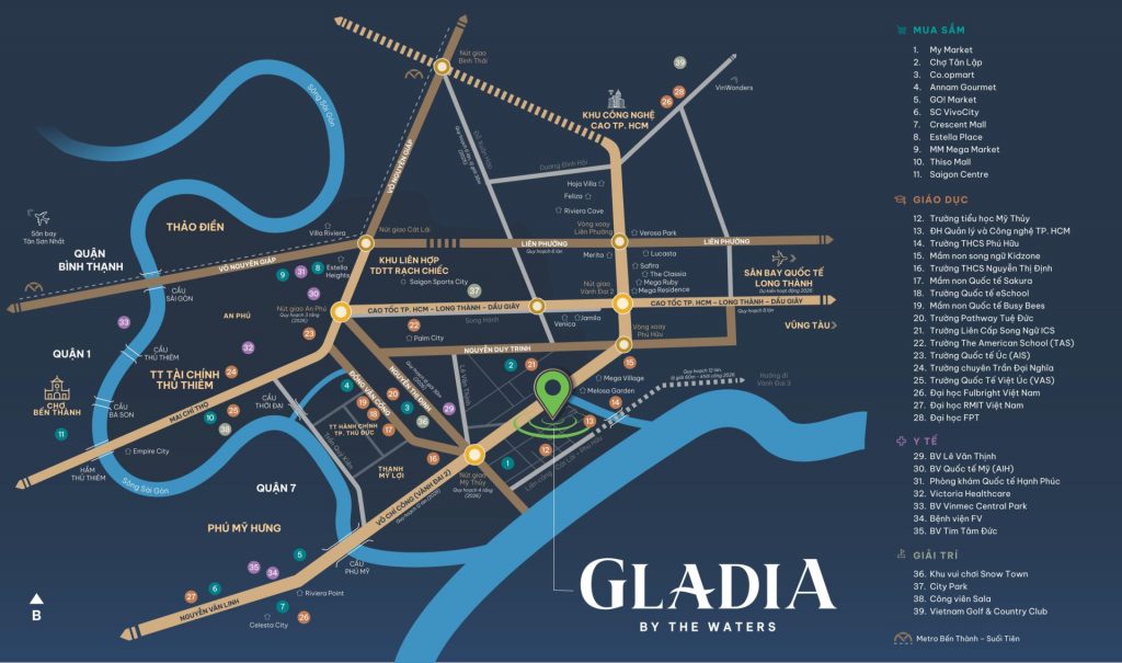 Gladia by the Water location